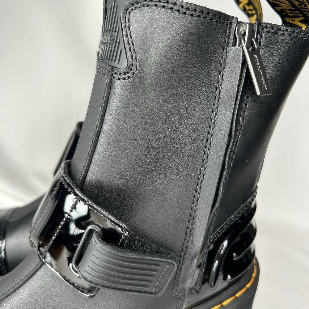 Dr. Martens Gaya Chelsea Strap Black Patent Sendal Leather Heeled Boots Womens 7 - Picture 5 of 9
